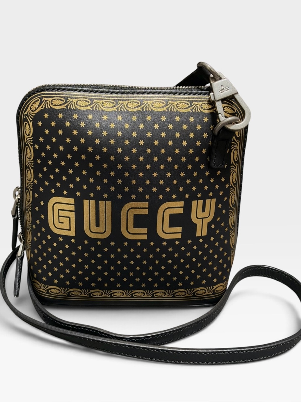 Gucci Sega x GUCCY Stars Mini Dome Crossbody  Bag Black Gold